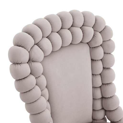Cadeiras de sala de jantar 2 unidades - Encosto com correntes de bolas, pernas em metal dourado - Cinza claro