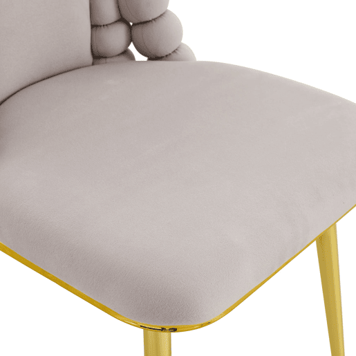 Cadeiras de sala de jantar 2 unidades - Encosto com correntes de bolas, pernas em metal dourado - Cinza claro