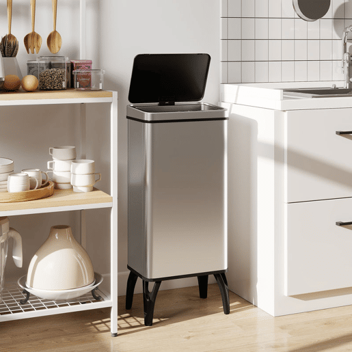 HOMCOM Balde de Lixo Automático 50 L Papelera de Cozinha em Aço Inoxidável com Sensor Infravermelhos Fecho Suave Pés, Aro de Retenção Anti-Impressões para Escritório Casa 35,5x26x83,5 cm Prata HOMCOM Balde de Lixo Automático 50 L Papelera de Cozinha em Aço Inoxidável com Sensor Infravermelhos Fecho Suave Pés, Aro de Retenção Anti-Impressões para Escritório Casa 35,5x26x83,5 cm Prata