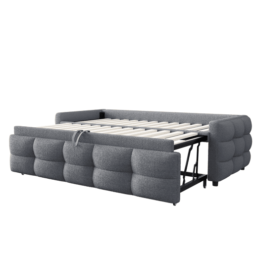 Sofá-cama extensível 90180x190 cm - Conversível individual e duplo, com estrado, multifuncional - Cinza