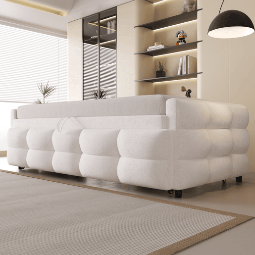 Sofá-cama extensível 90180x190 cm - Conversível individual e duplo, com estrado, multifuncional - Bege
