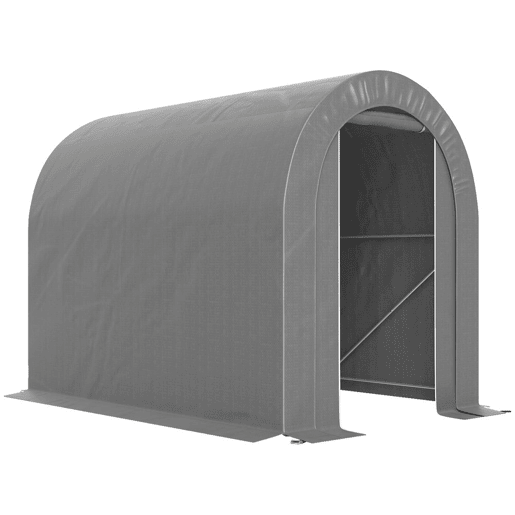 Outsunny Tenda de Jardim Exterior para Ferramentas Bicicletas 2,4x1,6x1,9 m Abrigo Exterior com Estrutura em Aço Porta Enrolável com Fecho Impermeável Garagem Portátil Cinzento Claro