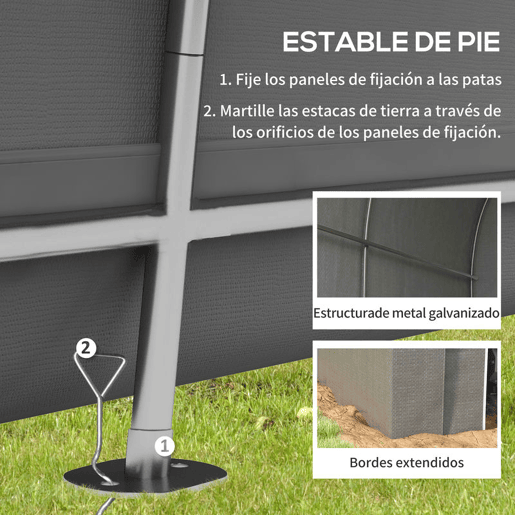 Outsunny Tenda de Jardim Exterior para Ferramentas Bicicletas 2,4x1,6x1,9 m Abrigo Exterior com Estrutura em Aço Porta Enrolável com Fecho Impermeável Garagem Portátil Cinzento Claro