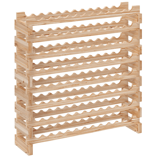 HOMCOM Suporte para Garrafas de Vinho para 96 Garrafas Garrafeira com 8 Níveis Suporte para Vinhos Vertical para Cozinha Sala de Jantar Bar 114x28x113,5 cm Madeira