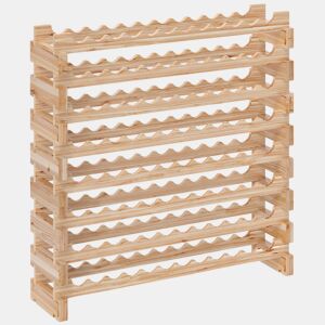 HOMCOM Suporte para Garrafas de Vinho para 96 Garrafas Garrafeira com 8 Níveis Suporte para Vinhos Vertical para Cozinha Sala de Jantar Bar 114x28x113,5 cm Madeira