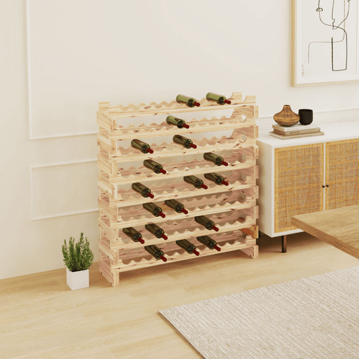 HOMCOM Suporte para Garrafas de Vinho para 96 Garrafas Garrafeira com 8 Níveis Suporte para Vinhos Vertical para Cozinha Sala de Jantar Bar 114x28x113,5 cm Madeira