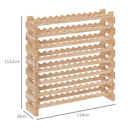 HOMCOM Suporte para Garrafas de Vinho para 96 Garrafas Garrafeira com 8 Níveis Suporte para Vinhos Vertical para Cozinha Sala de Jantar Bar 114x28x113,5 cm Madeira
