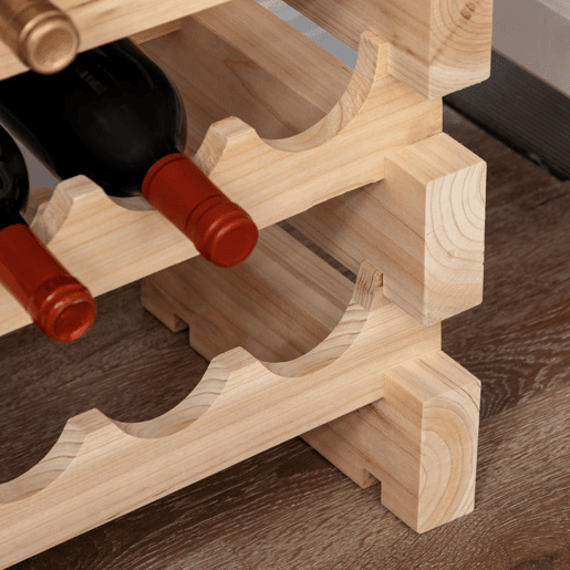 HOMCOM Suporte para Garrafas de Vinho para 96 Garrafas Garrafeira com 8 Níveis Suporte para Vinhos Vertical para Cozinha Sala de Jantar Bar 114x28x113,5 cm Madeira