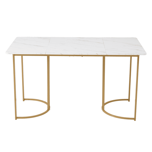 Mesa de jantar fixa retangular 140 cm de mdf,branco+dourado