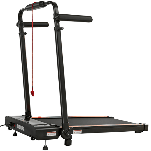 SPORTNOW Passadeira Dobrável 2 em 1, Caminhadora Elétrica 1-12 KMH 2.5HP com Secretária Removível e Guiador Ajustável em Altura, Ecrã LED e Suporte para Telemóvel, para Casa e Escritório