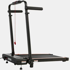 SPORTNOW Passadeira Dobrável 2 em 1, Caminhadora Elétrica 1-12 KMH 2.5HP com Secretária RemovÃvel e Guiador Ajustável em Altura, Ecrã LED e Suporte para Telemóvel, para Casa e Escritório