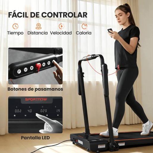 SPORTNOW Passadeira Dobrável 2 em 1, Caminhadora Elétrica 1-12 KMH 2.5HP com Secretária Removível e Guiador Ajustável em Altura, Ecrã LED e Suporte para Telemóvel, para Casa e Escritório