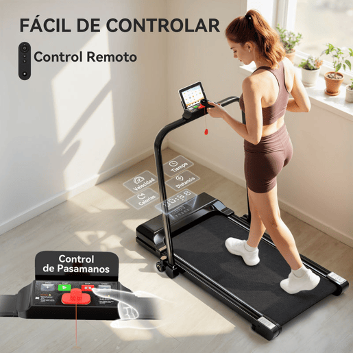 HOMCOM Passadeira Dobrável 2 em 1 Elétrica para Casa Sob a Secretária com 2,5HP 10 kmh Ecrã LED e Controlo Remoto Portátil para Ginásio e Escritório 130x59x96 cm Preto e Azul
