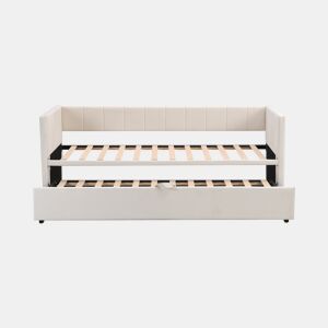 Sofá-cama 90180*200 cm - Com estrado de ripas, Cama multifuncional em veludo macio - Bege