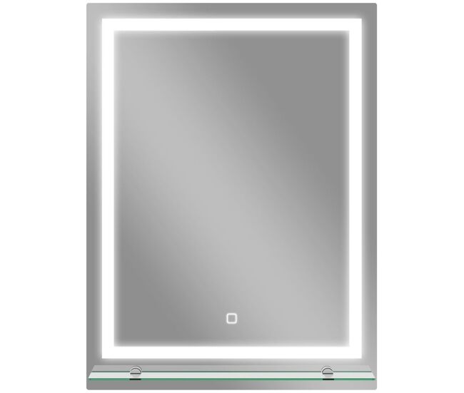 Kleankin espejo de baño con luces led, 60x80 cm, espejo de pared, 3 colores de luz, brillo regulable, estante de vidrio, función de memoria,