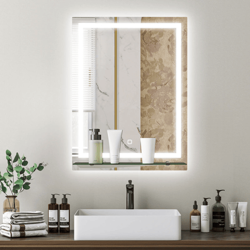 kleankin Espelho de Casa de Banho com Luzes LED 60x80 cm Espelho de Parede 3 Cores de Luz Brilho Ajustável Prateleira de Vidro Função de Memória Interruptor Tátil IP44 Vertical Prata kleankin Espelho de Casa de Banho com Luzes LED 60x80 cm Espelho de Parede 3 Cores de Luz Brilho Ajustável Prateleira de Vidro Função de Memória Interruptor Tátil IP44 Vertical Prata