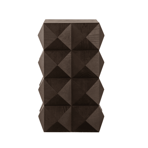 Mesa lateral 60 cm - Design retro com relevo 3D, mesa de cabeceira em madeira, castanha