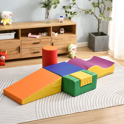 Blocos gigantes 6 peças para escalar e trepar - Escada e escorregador para crianças - Brinquedo para trepar, deslizar e engatinhar, para pré-escolares e bebés, blocos macios