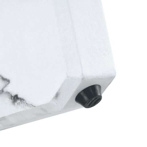 Mesa de centro redonda 79 cm - MDF+Vidro, pernas efeito mármore branco - Transparente, Branco
