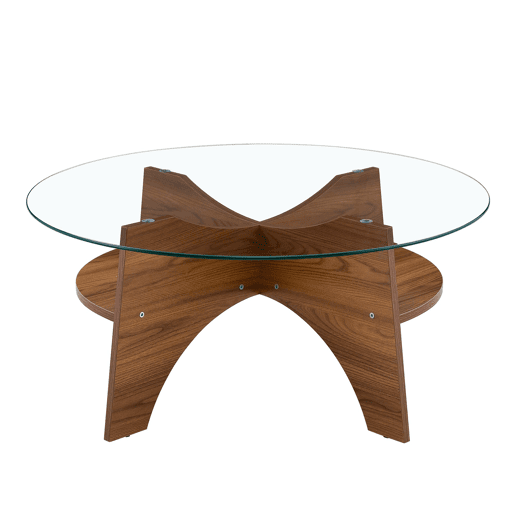Mesa auxiliar redonda 80 cm - design multifuncional, estrutura em MDF estilo nogal - Nogal