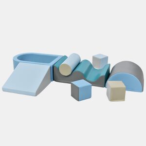 Blocos macios para crianças, 9 peças - escada, escorregador e piscina de bolas - multicoloridos