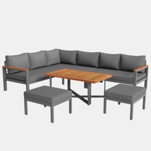 Conjunto de jardim para 7-8 pessoas - Mobiliário de jardim moderno, com estrutura em ferro galvanizado - Cinza escuro