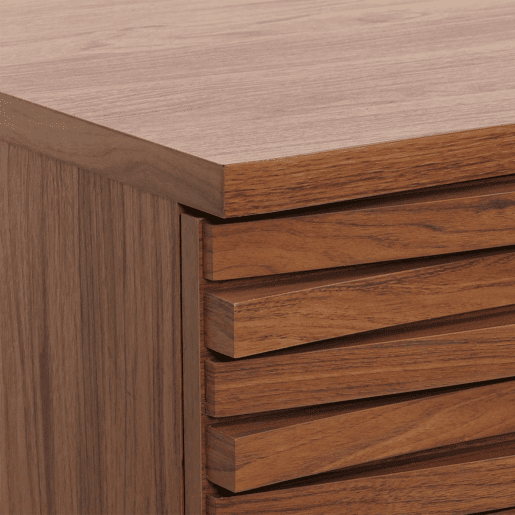 Mesa de centro curva de design com 2 gavetas em madeira de mangueira e metal 46x110x55 cm acabamento em nogueira 04_0008457