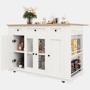 Carrinho de cozinha de mdf com 4 portas e 3 gavetas,branco