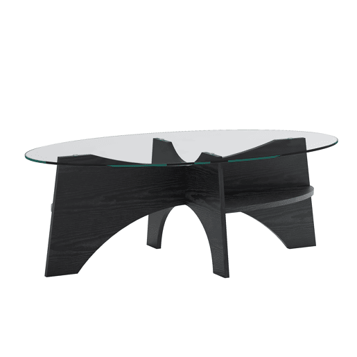 Mesa auxiliar oval 105x60 cm - design multifuncional, estrutura em MDF preto - Preto