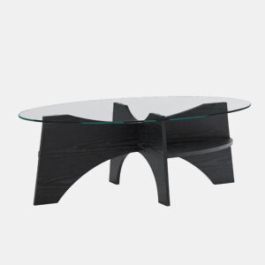 Mesa auxiliar oval 105x60 cm - design multifuncional, estrutura em MDF preto - Preto