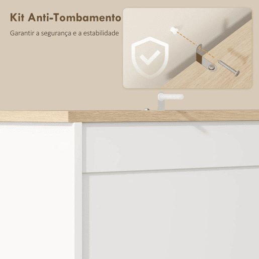 HOMCOM Armário de Cozinha Móvel Auxiliar de Cozinha com 3 Portas 2 Gavetas 3 Prateleiras na Porta 8 Ganchos Bancada Ampla para Micro-Ondas Prateleiras Ajustáveis Orifícios para Cabos Branco HOMCOM Armário de Cozinha Móvel Auxiliar de Cozinha com 3 Portas 2 Gavetas 3 Prateleiras na Porta 8 Ganchos Bancada Ampla para Micro-Ondas Prateleiras Ajustáveis Orifícios para Cabos Branco