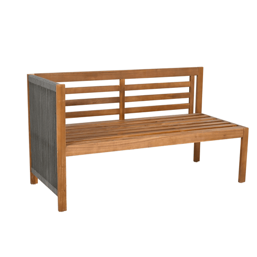 Conjunto de mobiliário de jardim - Sofá de canto + Mesa de centro - Estrutura em acácia, tampo da mesa em acácia, corda trançada - Cinza