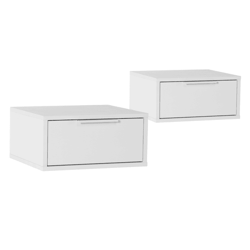 Conjunto 2 mesas de cabeceira flutuantes Auri 1 gaveta em Branco Conjunto 2 mesas de cabeceira flutuantes Auri 1 gaveta em Branco