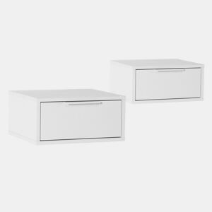 Conjunto 2 mesas de cabeceira flutuantes Auri 1 gaveta em Branco