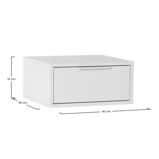 Conjunto 2 mesas de cabeceira flutuantes Auri 1 gaveta em Branco Conjunto 2 mesas de cabeceira flutuantes Auri 1 gaveta em Branco