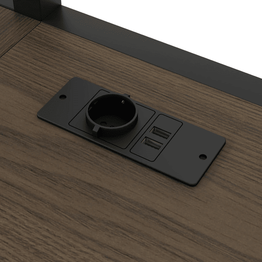 Cama alta metálica 140x200 - escada, secretária, arrumação, USB, LED - Preto