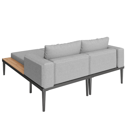Dia de descanso duplo ao ar livre - Cama lounge multifuncional com prateleiras - Cinza