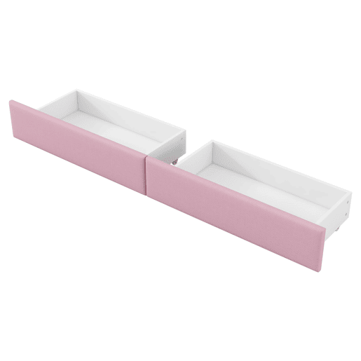Cama tipo sofá-cama 90x200 - acolchoada, USB, LED, secretária e 2 gavetas - Rosa