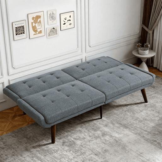 Sofá-cama futon 146 cm - encosto reclinável em 5 posições, compacto - cinza