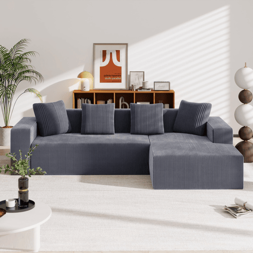 Sofá modular de 3 lugares - Cloud L-Liegestühle, moderno, profundo e acolchoado - Cinza Sofá modular de 3 lugares - Cloud L-Liegestühle, moderno, profundo e acolchoado - Cinza