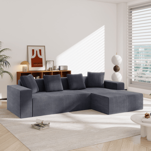 Sofá modular de 3 lugares - Cloud L-Liegestühle, moderno, profundo e acolchoado - Cinza Sofá modular de 3 lugares - Cloud L-Liegestühle, moderno, profundo e acolchoado - Cinza