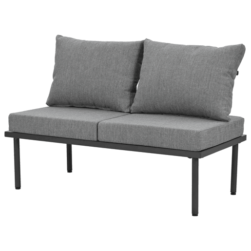 Conjunto de móveis de jardim de 6 peças - Estrutura em ferro galvanizado, sofá em corda cinzenta, mesa com tampo em vidro liso, almofadas incluídas - Cinza