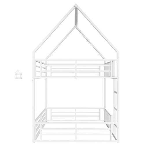 Cama alta 140x200 - estilo casa com grade e luz LED - Branco