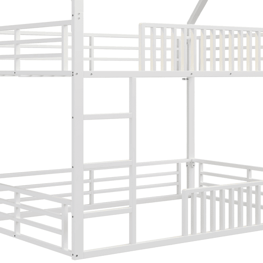 Cama alta 140x200 - estilo casa com grade e luz LED - Branco