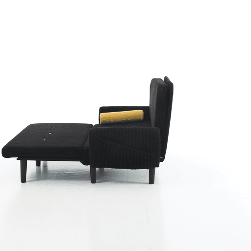 Sofá loveseat de 2 lugares - Daybed e poltrona relax com arrumação - Preto