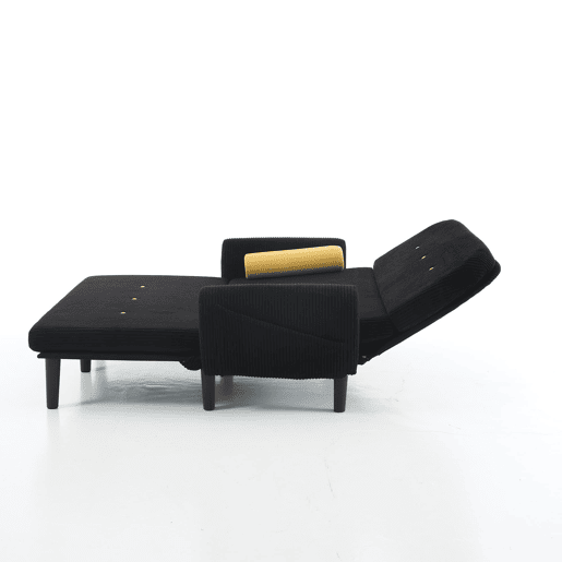 Sofá loveseat de 2 lugares - Daybed e poltrona relax com arrumação - Preto