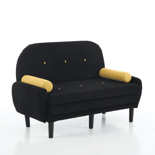 Sofá loveseat de 2 lugares - Daybed e poltrona relax com arrumação - Preto