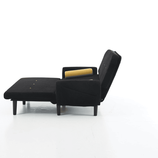 Sofá loveseat de 2 lugares - Daybed e poltrona relax com arrumação - Preto