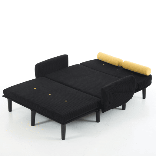 Sofá loveseat de 2 lugares - Daybed e poltrona relax com arrumação - Preto