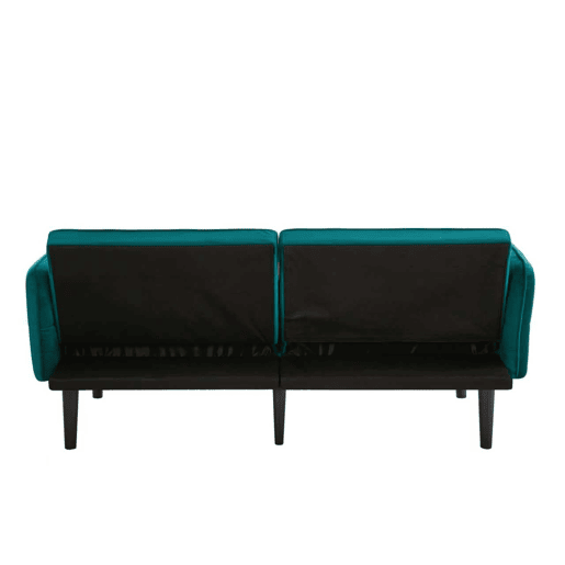 Sofá de 2 lugares - 2 em 1, encosto reclinável, braços rebatíveis, ideal para espaços pequenos - Antique Blue Green